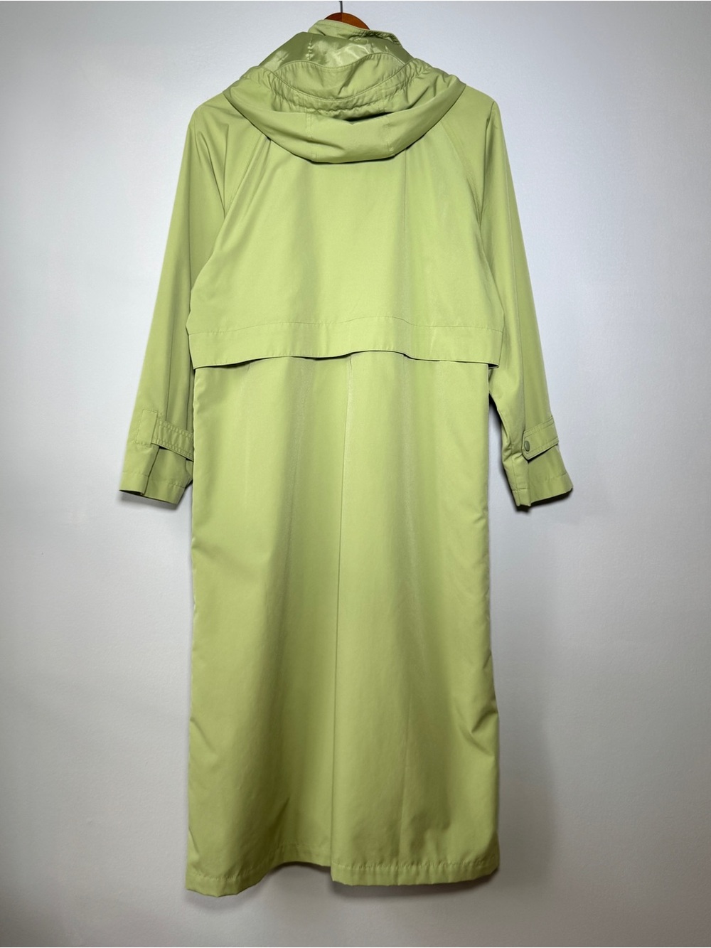 L.L.Bean full length hooded trench raincoat light olive lime shade Women's S - Picture 10 of 16